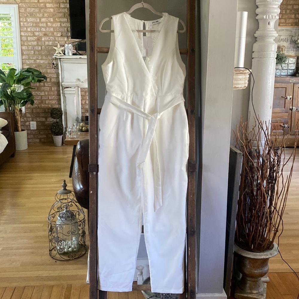 DO + BE ETERNAL IVORY FOR THE BRIDE TO BE WHITE JUMPSUIT XL NEW